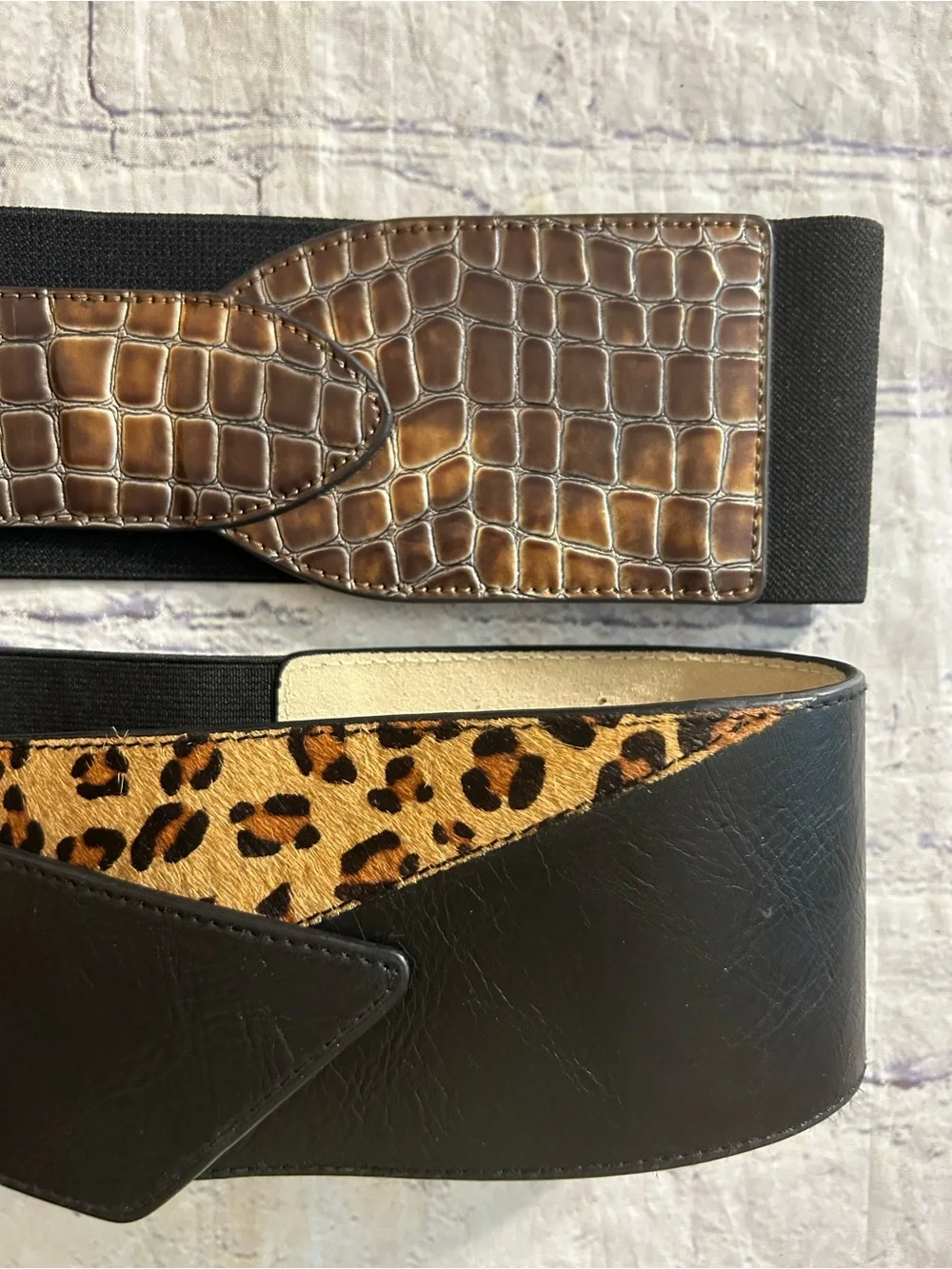 CHICO’S GENUINE HAIRCALF LEATHER WIDE WITH ANIMAL PRINT & FAUX CROC STRETCH WIDE